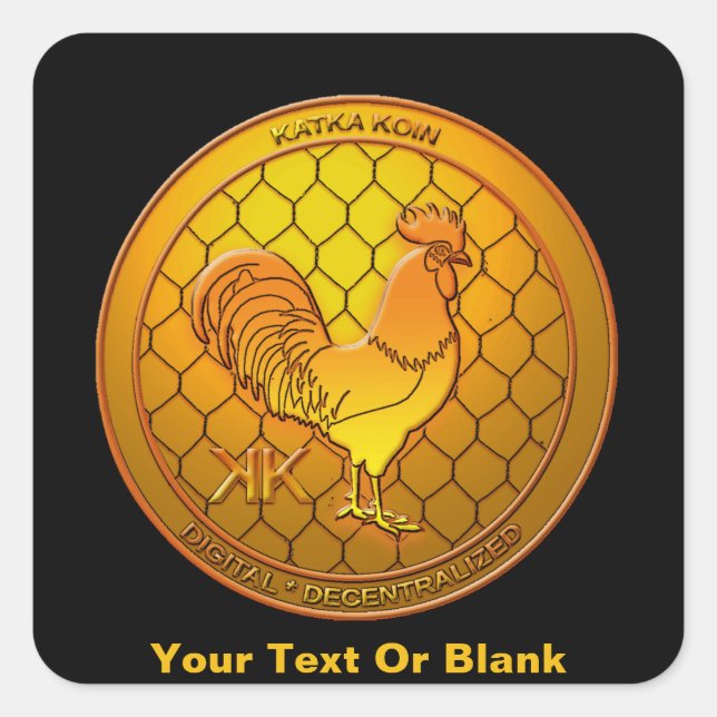 Sticker Carré ICO de crypto-monnaie KatkaKoin (Devant)