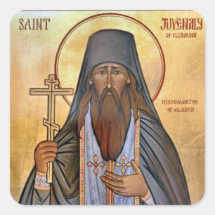 Sticker Carré Icône chrétienne orthodoxe de St. Juvenaly d'Alask