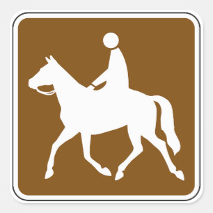 Sticker Carré Icône de silhouette de cheval de randonnée équestr