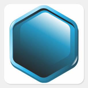 Sticker Carré Icône hexagonale bleue brillante Géométrique moder