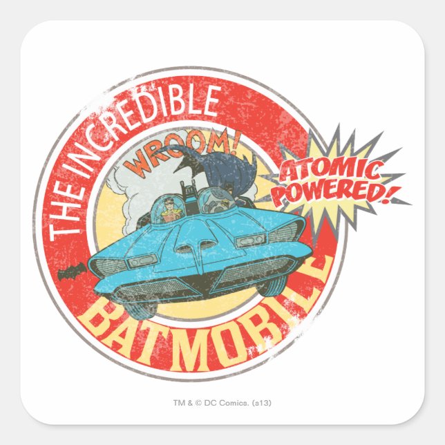 Sticker Carré Icône Incroyable Batmobile (Devant)