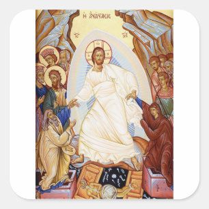 Sticker Carré Icône orthodoxe de l'Anastasis Résurrection