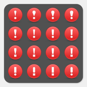 Sticker Carré Icônes d'avertissement avec point d'exclamation ro