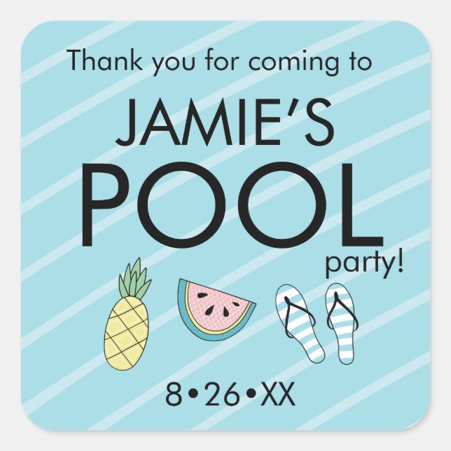 Sticker Carré Icônes d'été personnalisées pour l'anniversaire de (Devant)