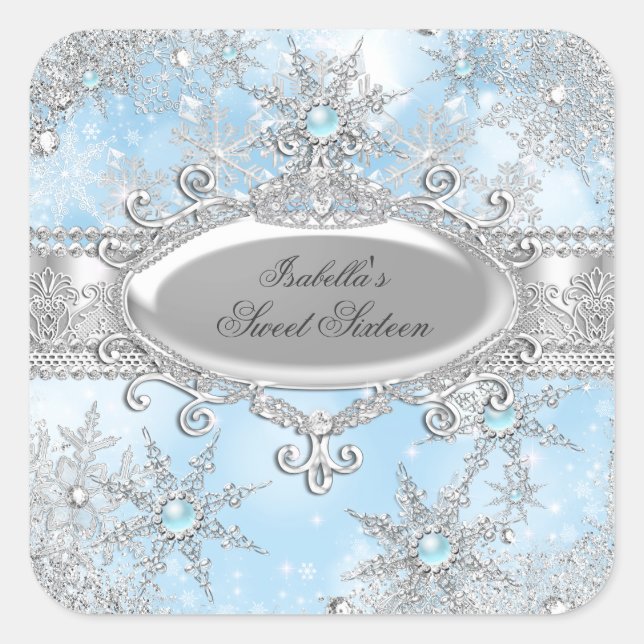 Sticker Carré Icy Blue Princess Winter Wonderland Sweet 16 AB (Devant)