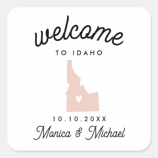 Sticker Carré IDAHO État Destination Mariage N'IMPORTE QUELLE CO (Devant)