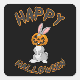Sticker Carré Idée cadeau d'horreur Citrouille lapin Halloween