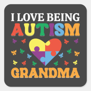 Sticker Carré Idée cadeau pour l'autisme grand-mère, fière grand