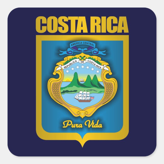 Sticker Carré Idées Cadeaux "Costa Rica Gold" (Devant)