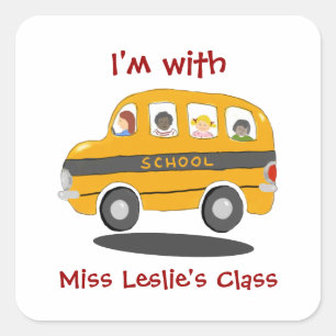 Sticker Carré Identification du client de bus de l'école gonflab