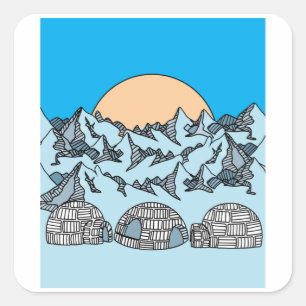 Sticker Carré Igloo paysage de neige et de glace