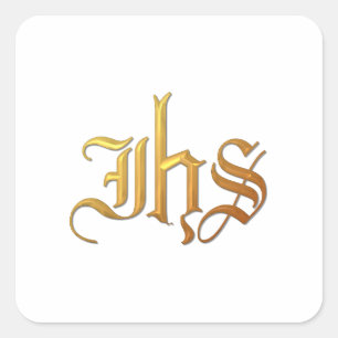 Sticker Carré IHS "3D" en or