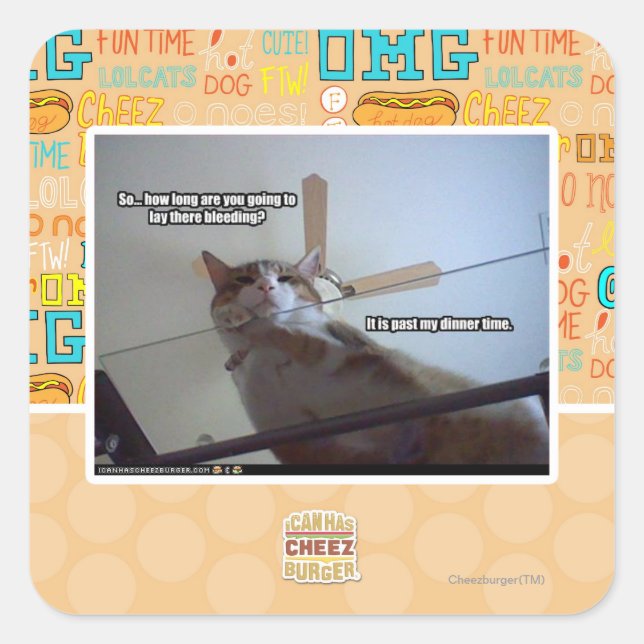 Sticker Carré Il est plus tard que mon dîner (Devant)