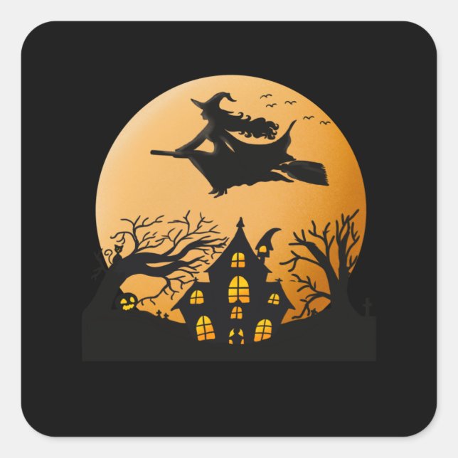 Sticker Carré Il Est Temps D'Être À Nouveau Éffrayant Halloween  (Devant)