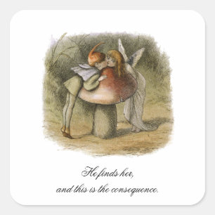 Sticker Carré Il trouve sa fée romantique Saint Valentin