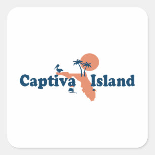 Sticker Carré Île de Captiva - conception de carte