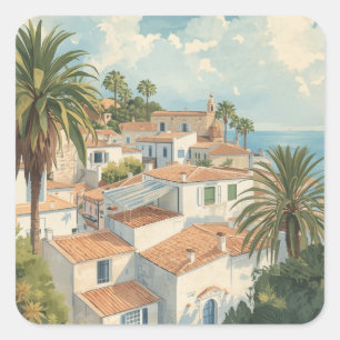 Sticker Carré Îles Baléares Voyage Vintage Français
