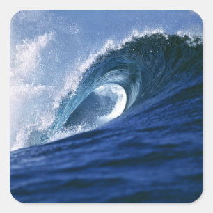 Sticker Carré Îles Fidji, Tavarua, Cloudbreak. Une vague