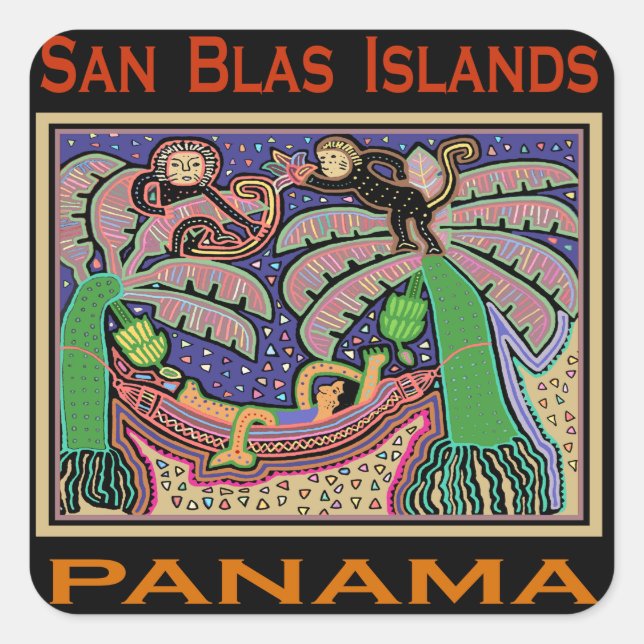 Sticker Carré Îles San Blas Panama Mola (Devant)