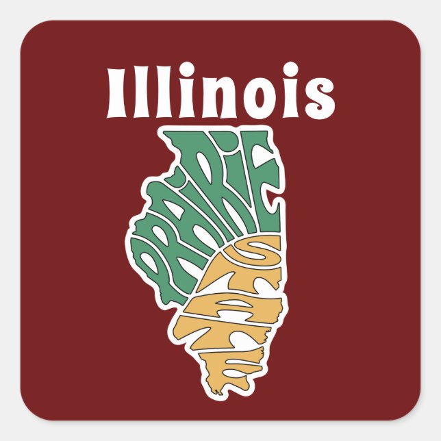 Sticker Carré Illinois Pseudo Word Art (Devant)