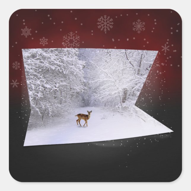 Sticker Carré Illusion 3D "Rêves neigeux" (Devant)