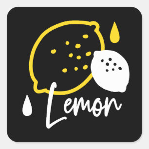 Sticker Carré Illustration Abstraite au citron - Art des agrumes
