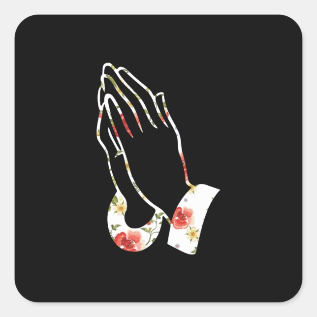 Sticker Carré Illustration Abstraite des mains de prière (Devant)