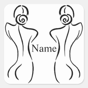 Sticker Carré Illustration d'art féminin Thunder_Cove