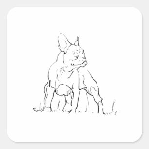 Sticker Carré Illustration de chien Bouledogue français - Maman 