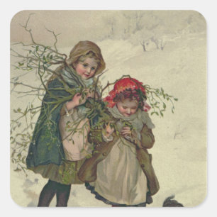 Sticker Carré Illustration de Christmas Tree Fairy, pub. 1886