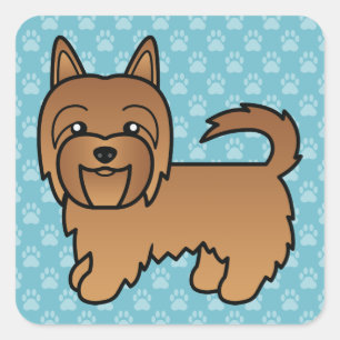 Sticker Carré Illustration de dessin animé de chien terrier aust