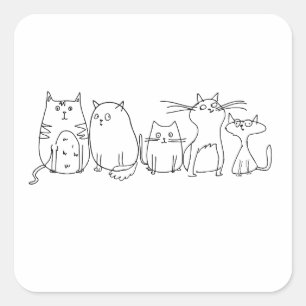 Sticker Carré Illustration de dessin artistique de la chat gang 