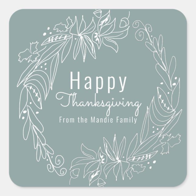 Sticker Carré Illustration de la couronne de maïs Thanksgiving A (Devant)