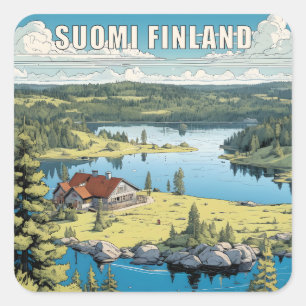 Sticker Carré Illustration de la nature finlandaise