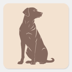 Sticker Carré Illustration de la silhouette du labrador noir