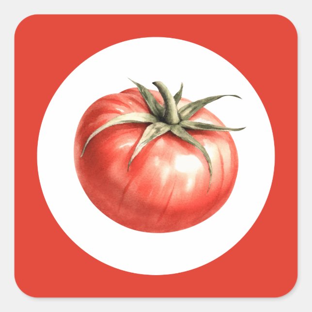 Sticker Carré Illustration de tomate à l'aquarelle (Devant)