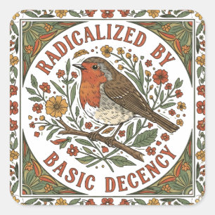 Sticker Carré Illustration d'oiseau radicalisé par la décence él