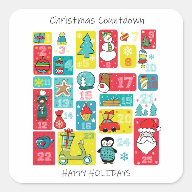 Sticker Carré Illustration du calendrier adorable de l'Avent de  (Devant)