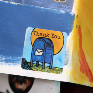 Sticker Carré Illustration du courrier de la boîte de dépôt