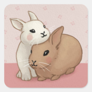 Sticker Carré Illustration du lapin mignon