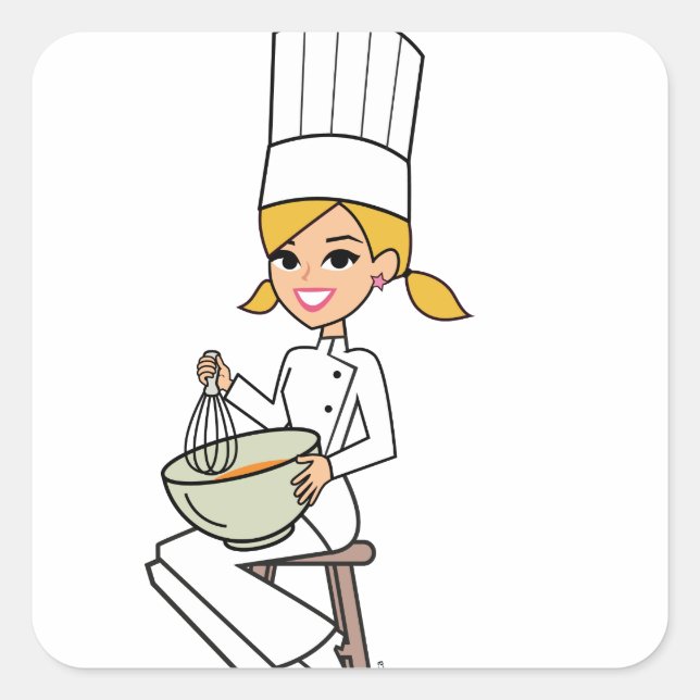 Sticker Carré Illustration d'une fille chef unique (Devant)