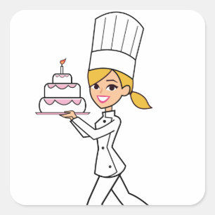 Sticker Carré Illustration d'une fille chef unique