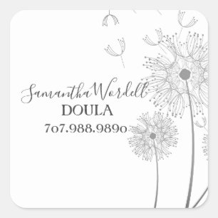Sticker Carré Illustration Florale Naissance Doula Ou Entreprise