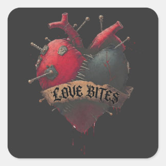 Sticker Carré Illustration gothique d'un cœur anatomique "Les mo