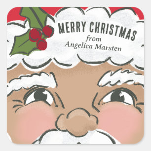 Sticker Carré Illustration Jote Père Noël Face Holiday
