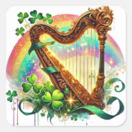 Sticker Carré Illustration Jour de la Saint Patrick Harp