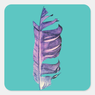 Sticker Carré Illustration originale de dessin de plumes