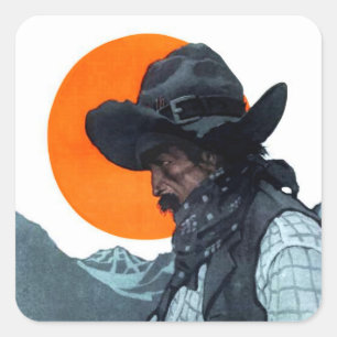 Sticker Carré Illustration pour le magazine Cowboy par NC Wyeth