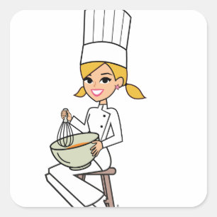 Sticker Carré Illustration unique de chef de fille