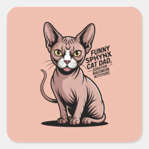 Sticker Carré Illustration vectorielle de papa chat Sphynx drôle